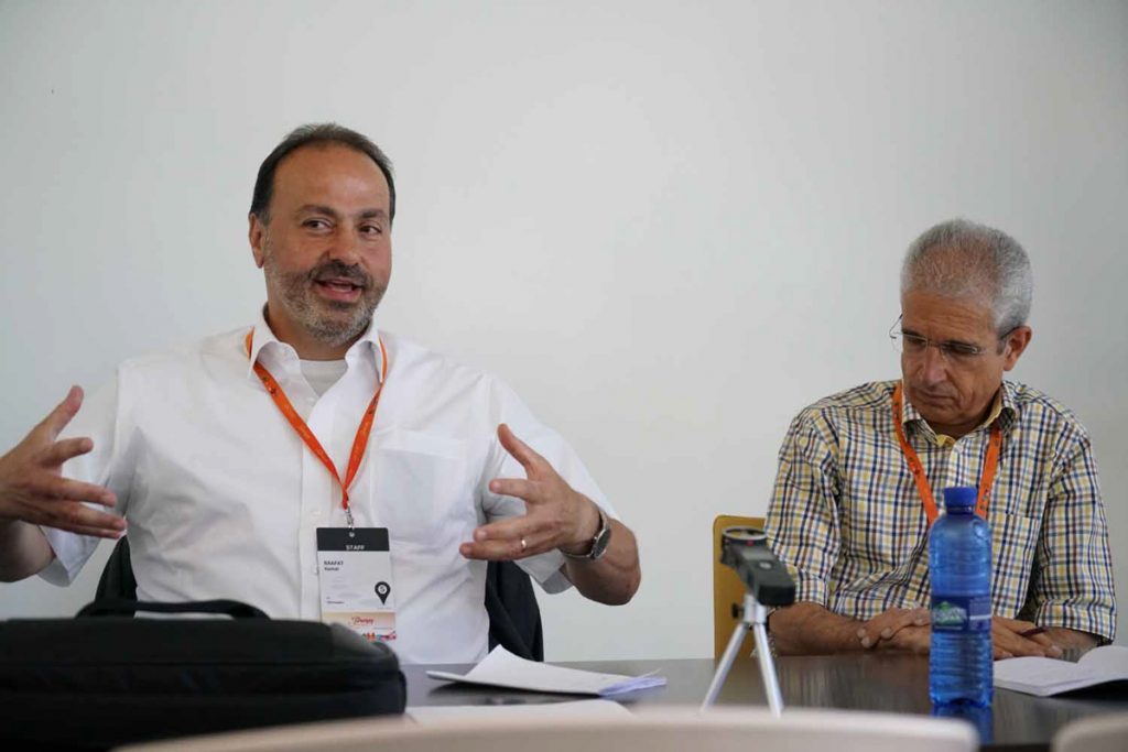 Raafat Kamal i Mario Brito odpowiadają na pytania uczestników warsztatów.